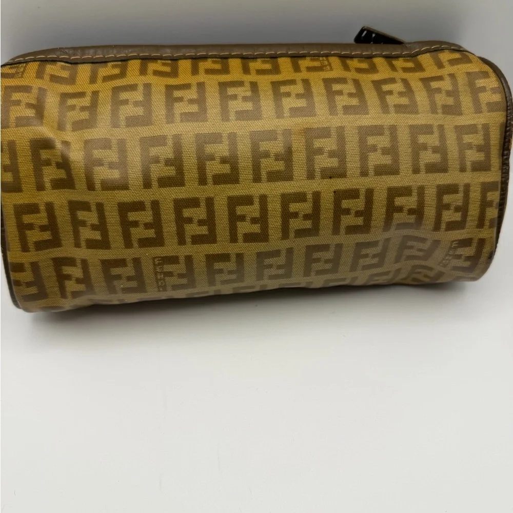 Fendi FF Logo Cosmetic Pouch in Brown and Tan - Picture 5 of 11